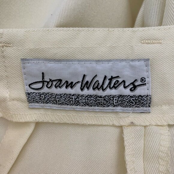 Vintage Pants Joan Walters Petite 26" Waist Ivory Yellow Pleated Front Tapered - Picture 3 of 4